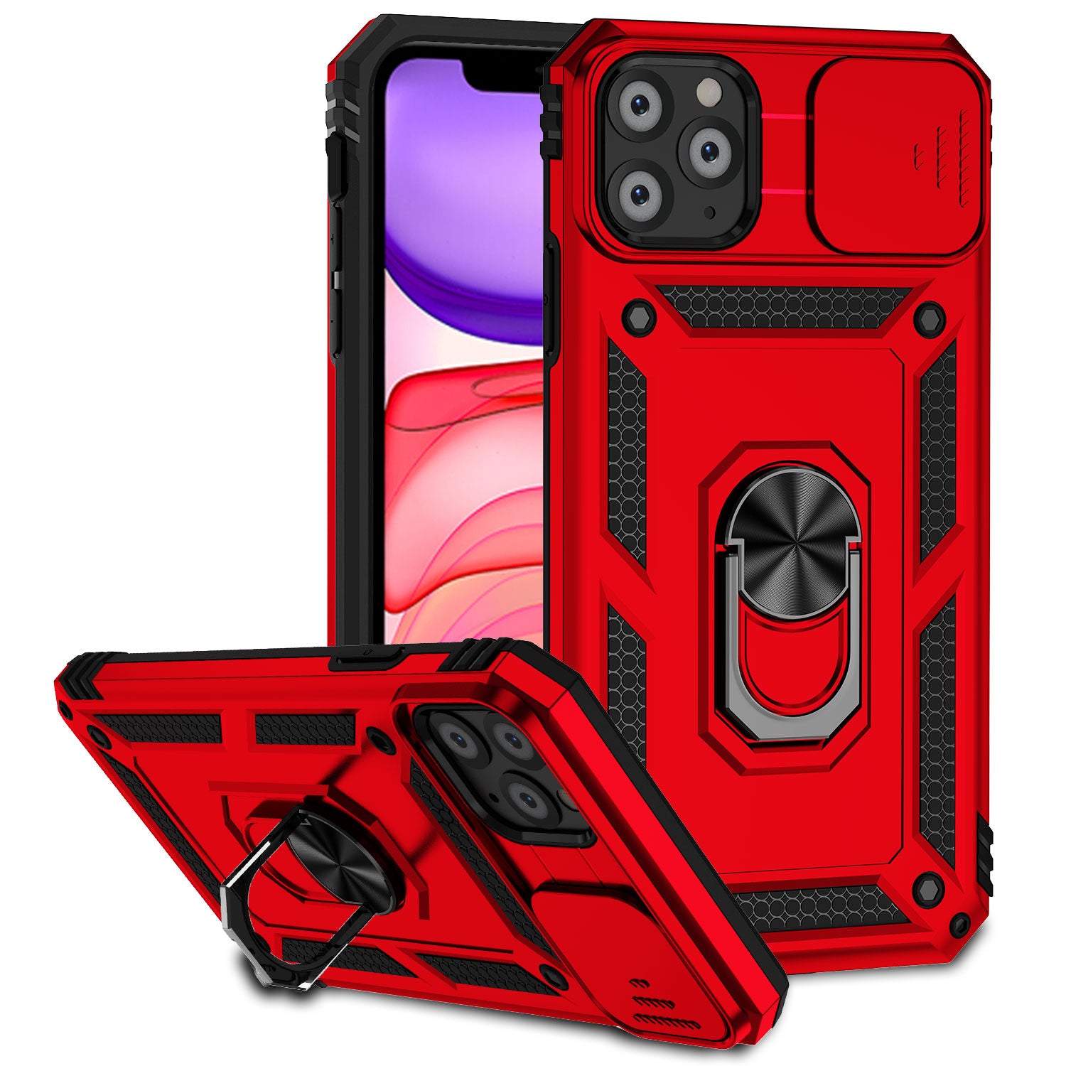 For iPhone 11 Pro Case Kickstand PC+TPU Hybrid Phone Shell with Camera Slide Cover For iPhone 11 Pro Case Kickstand PC+TPU Hybrid Phone Shell with Camera Slide Cover